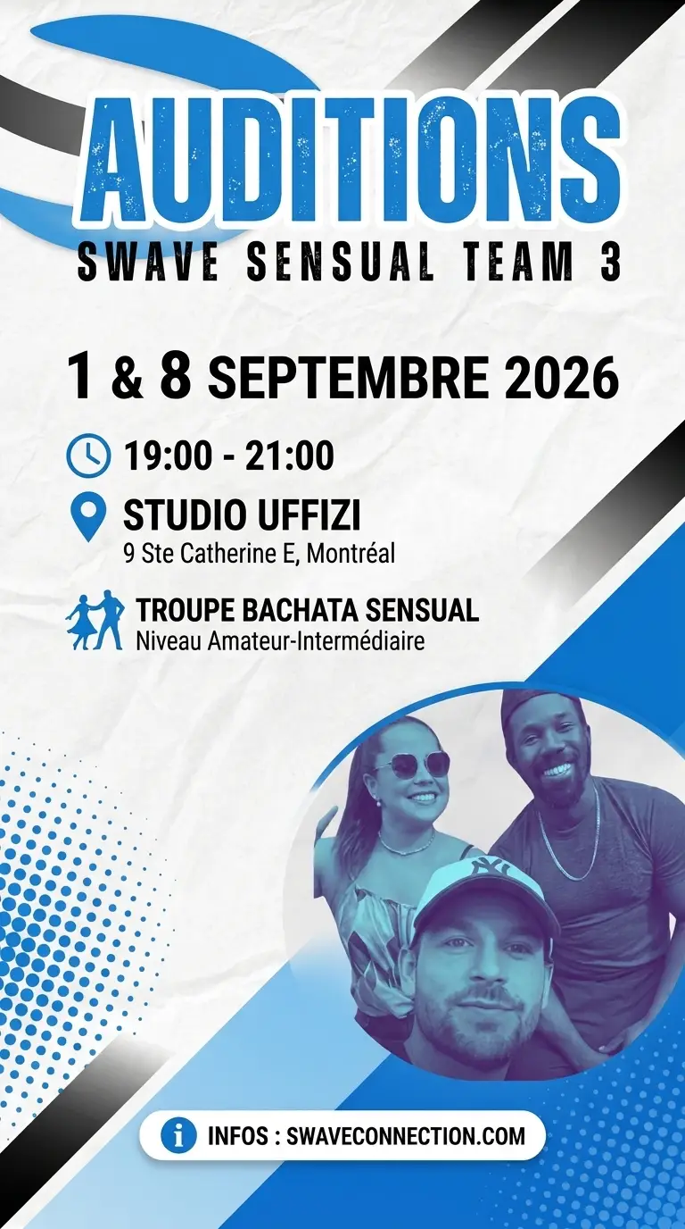 Auditions Swave Sensual Team 3, les 1er et 8 septembre 2026